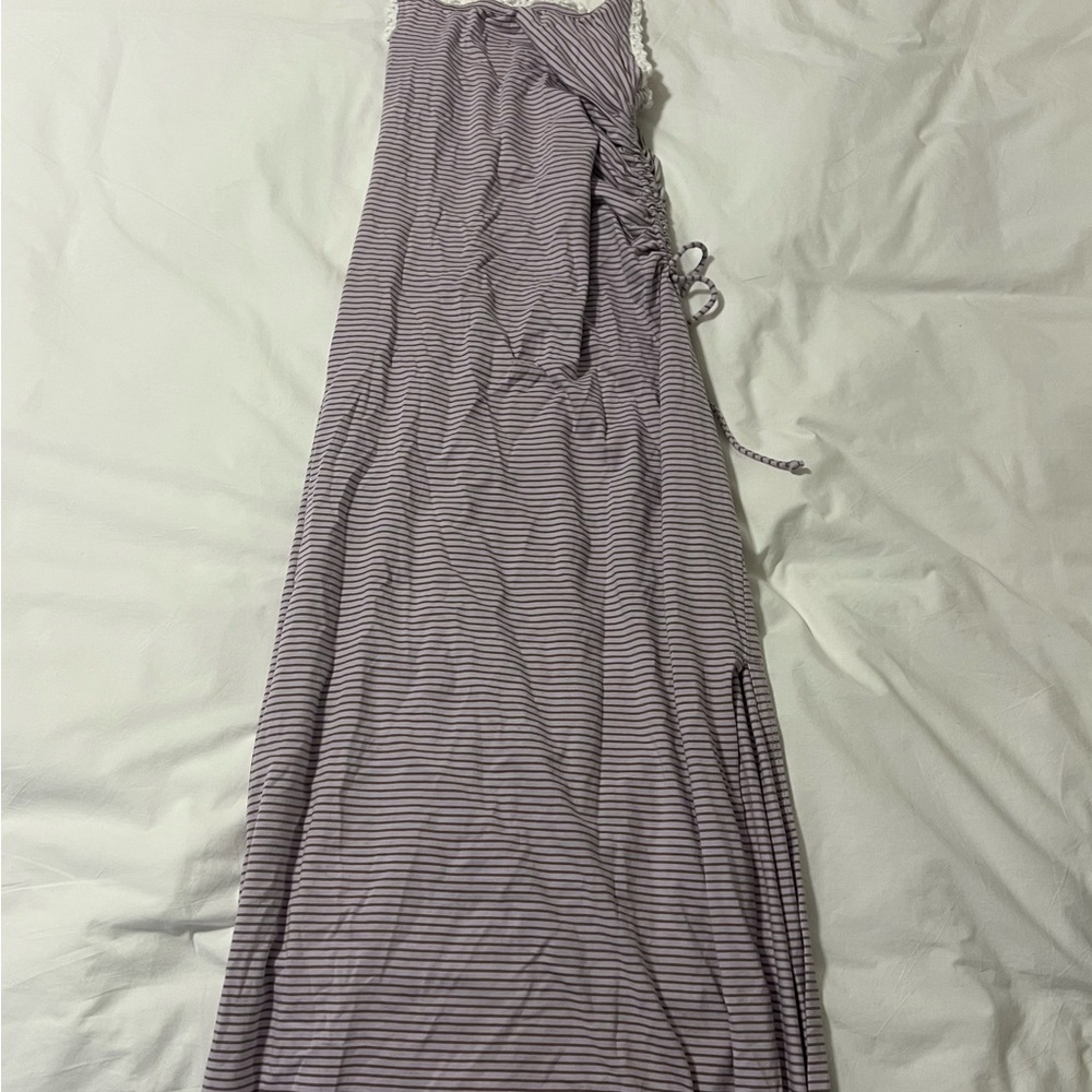 Daisy Striped Charcoal Maxi Dress